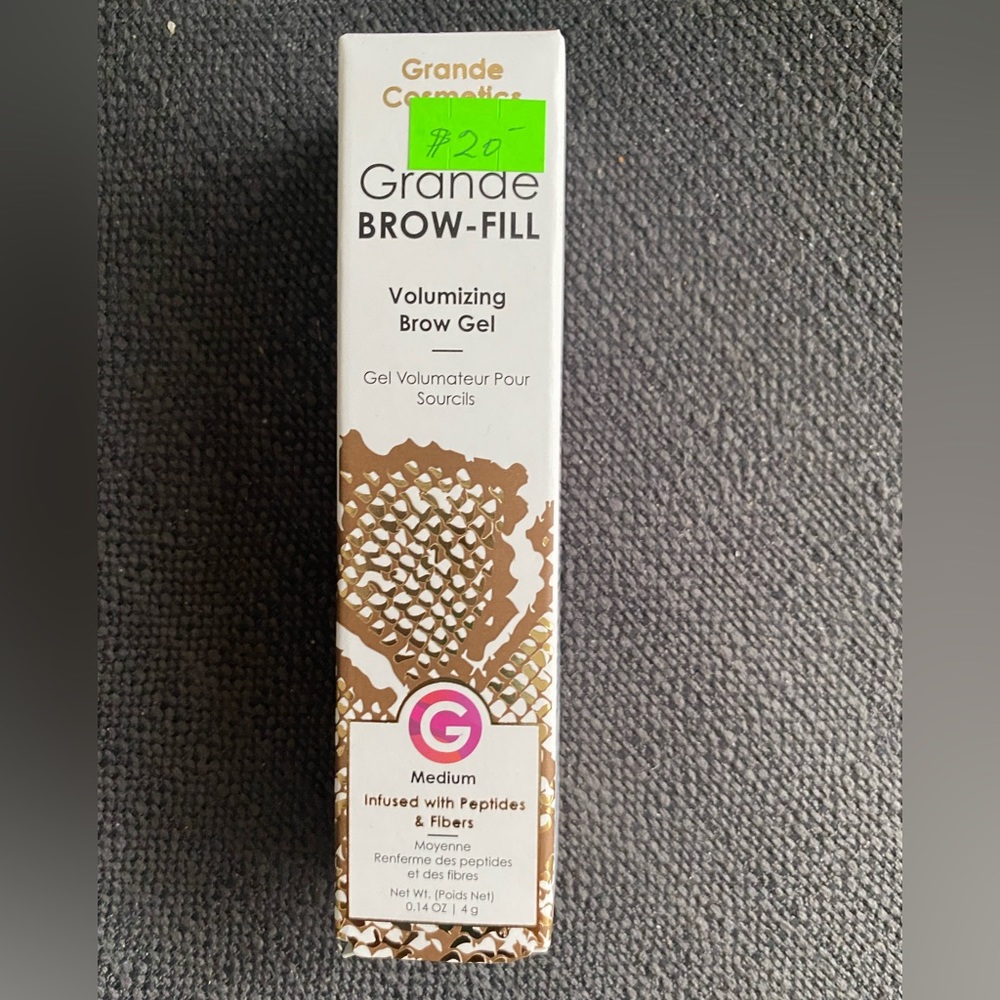 GrandeBROW-FILL Volumizing Brow Gel with Fibers & Peptides. Shade Medium